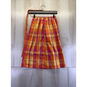 Vintage New Attitude Petites USA Womens Bright Plaid Belted Skirt-7035